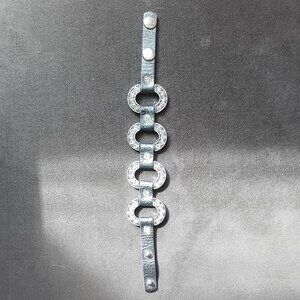 Vintage Sheng Tong Leather and Rhinestone Bracelet